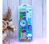 Penny Wise® Quirky Premium Space Astro HB Pencil Set | Extra Dark Fancy Pencils WIth Eraser | Attractive Colors For Kids & Girls | Fine Tip | Strong Nib. (Space J - Blue)