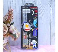 Penny Wise® Quirky Premium Space Astro HB Pencil Set | Extra Dark Fancy Pencils WIth Eraser | Attractive Colors For Kids & Girls | Fine Tip | Strong Nib.(Space J - Black)