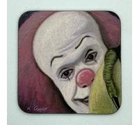 Pennywise from Stephen King's IT - Drinks Coaster - Hardboard - 9cm x 9cm - Gloss Finish - Film Themed Artwork Portrait by Kev Guyler