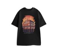 Pennywise Welcome to Derry Graphic Tee Options | Unisex Short Sleeve T-Shirt with Silhouette Bicycle Group | IT TV Show Cartoon Print Top | Crew Neck Streetwear