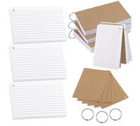 PENPRIS 300 White Index Cards with Rings - A6 Size Double-Sided Ruled&Blank Flash Cards Lined Study Cards School Office Supplies, 150GSM