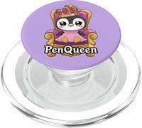 PenQueen Cute Kawaii Penguin With Crown Funny Pun Queen PopSockets PopGrip for MagSafe