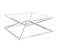 penrith clear glass coffee table with stainless steel frame