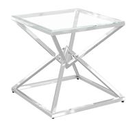 penrith clear glass side table with stainless steel frame