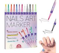 Pens - 5 Inch Doodle Markers | PET Painting Set - Fine Tip Tools | 12 Colors Quick Dry Nail Pen Kit For Beginners Salon Manicure And Home DIY Designs