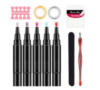 Pens - 5Pcs Long Lasting Vivid Color NailsAŕt- Gel NaílPolish Pen | No UV -Step Gel Nails Pens| Polish For Home & Professional Manicure - Gold & Silver Wire, File