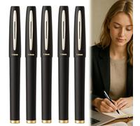 Pens Black Ink, 5 PCS Rollerball Pens, 1.0mm Medium Line Ballpoint Pens, Gel Pens for Writing Drawing Notes Taking School Office(Black)
