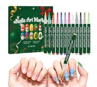 Pens For - 12 Colors Pen Set, Multicolored Thin Line Design Tools | Naail Art Christmas for Christmas Nails, Quick Drying and Long Lasting, Fe