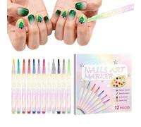 Pens for Nail , 12-Colour Manicure Design Markers, Nail Dotting Pens, for Women, Wives, Girlfriends, Adults, Teenagers, Mothers, Family and Christmas