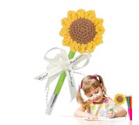 Pens with Flowers on Top | Crochet Sunflower Pens | Handmade Knitted Tool Supplies Crochet Stationery Decor for Girls Women Teacher Offices School Work Party Favor Wedding