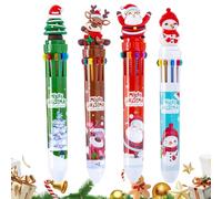 Pens with Gel Ink - 4 Pieces for Winter Holidays | Retractable Christmas Pens with 10 Colours for Writing | For Boys Girls Students Pupils Children Journaling Signature Scrapbooking Evidenziaz