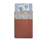 PENSIERI DELICATI 100% Cotton Double Bed Set, 120 x 200 cm, Complete with Bottom Sheet, Top and 1 Pillowcase, Made in Italy, Orange Flying Pattern