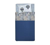 PENSIERI DELICATI 100% Cotton Double Bed Set, 120 x 200 cm, Complete with Bottom Sheet, Top and 1 Pillowcase, Made in Italy, Blue Flying Pattern