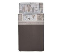PENSIERI DELICATI 100% Cotton Double Bed Set, 120 x 200 cm, Complete with Bottom Sheet, Top Sheet and 1 Pillowcase, Made in Italy, Shabby in Love Beige Design