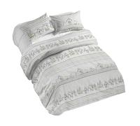 PENSIERI DELICATI 100% Cotton Double Duvet Cover Set, Complete with 250 x 200 cm Bag and 2 Pillowcases 52 x 82 cm, Made in Italy, Duvet Cover Machine Washable At 40 Degrees, Green Owls Design
