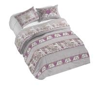 PENSIERI DELICATI 100% Cotton Double Duvet Cover Set, Complete with 250 x 200 cm Bag and 2 Pillowcases 52 x 82 cm, Made in Italy, Duvet Cover Machine Washable At 40 Degrees, Pink Plush Pattern