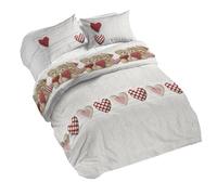 PENSIERI DELICATI 100% Cotton Double Duvet Cover Set, Complete with 250 x 200 cm Sleeping Bag and 2 Pillowcases 52 x 82 cm, Made in Italy, Duvet Cover Machine Washable At 40 Degrees, Red Bears Design