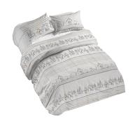 PENSIERI DELICATI 100% Cotton Double Duvet Cover Set, Complete with 250 x 200 cm Sleeping Bag and 2 Pillowcases 52 x 82 cm, Made in Italy, Duvet Cover Machine Washable At 40 Degrees, Beige Owls Design