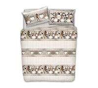 PENSIERI DELICATI 100% Cotton Double Duvet Cover Set, Complete with 250 x 200 cm Sleeping Bag and 2 Pillowcases 52 x 82 cm, Made in Italy, Duvet Cover Machine Washable At 40 Degrees, Beige Gnome