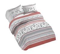 PENSIERI DELICATI 100% Cotton Double Duvet Cover Set, Complete with 250 x 200 cm Sleeping Bag and 2 Pillowcases 52 x 82 cm, Made in Italy, Duvet Cover Machine Washable At 40 Degrees, Baubau Red Design