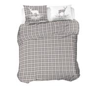 PENSIERI DELICATI 100% Cotton Flannel Double Duvet Cover Set, 250 x 200 cm Bag and Pillowcase 52 x 82 cm, Made in Italy, Machine Washable at 40 Degrees, Beige Deer Design