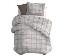 PENSIERI DELICATI 100% Cotton Flannelette Single Duvet Cover Set, 155 x 200 cm Bag and Pillowcase 52 x 82 cm, Made in Italy, Duvet Cover Machine Washable at 40 °, Turin Beige Pattern