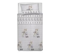PENSIERI DELICATI 100% Cotton Single Duvet Cover Set, 155 x 200 cm and 1 Pillowcase 52 x 82 cm, Made in Italy, Duvet Cover Machine Washable At 40 Degrees, Grey Reindeer Design