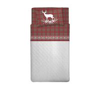 PENSIERI DELICATI 3/4 Bed Sheet Set, 100% Cotton, 120 x 200 cm 3/4 Bed Sheet Set, Includes Bottom Sheet, Top Sheet and 1 Pillowcase, Made in Italy, Red Deer Tartan Pattern