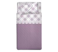 PENSIERI DELICATI 3/4 Bed Sheet Set, 100% Cotton, 120 x 200 cm, Includes Bottom Sheet, Top Sheet and 1 Pillowcase, Made in Italy, Pink Lovely Check Pattern