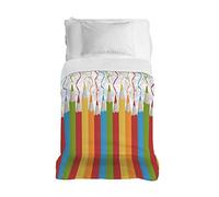 PENSIERI DELICATI Bedspread 220 x 280 cm, 100% Cotton Pique Single Towel, Ideal as Furniture, Double Bed Blanket, Multicolour Pencil Pattern, 100% Made in Italy