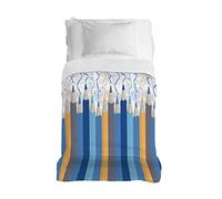 PENSIERI DELICATI Bedspread 220 x 280 cm, Single Sheet 100% Cotton Pique, Ideal as a Furniture Cover, 1 and a Half Bed Blanket, Blue Matitoni Pattern, 100% Made in Italy