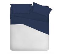 PENSIERI DELICATI Complete Bed Set for Double Bed 100% Cotton, Double Bed Sheet Set, 180 x 200 cm, Including Bottom Sheet, Top and 2 Pillowcases, Made in Italy, Blue