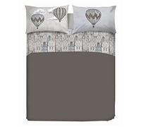 PENSIERI DELICATI Double Bed Set 100% Cotton, Complete Double Bed Sheet Set, 180 x 200 cm, Including Bottom Sheet, Top Sheet and 2 Pillowcases, Made in Italy, Beige Flying Pattern