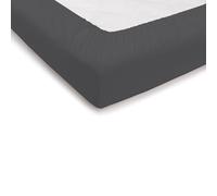 PENSIERI DELICATI Double Bed Sheet 180 x 200 cm, Plain Colour Fitted Sheet +30 Made in 100% Cotton, Made in Italy, Anthracite