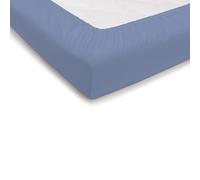PENSIERI DELICATI Double Bed Sheet 180 x 200 cm, Plain Colour Fitted Sheet +30 Made in 100% Cotton, Made in Italy, Light Blue