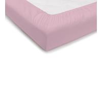 PENSIERI DELICATI Double Bed Sheet 180 x 200 cm, Plain Colour Fitted Sheet +30 Made in 100% Cotton, Made in Italy, Pink