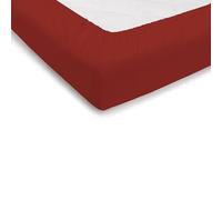 PENSIERI DELICATI Double Bed Sheet 180 x 200 cm, Plain Colour Fitted Sheet +30 Made in 100% Cotton, Made in Italy, Red