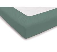 PENSIERI DELICATI Double Bed Sheet 180 x 200 cm, Plain Dyed Fitted Sheet +25 Made of 100% Cotton, Made in Italy, Green