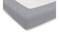 PENSIERI DELICATI Double Bed Sheet 180 x 200 cm, Plain Dyed Fitted Sheet +25 Made of 100% Cotton, Made in Italy, Grey