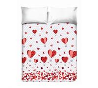 PENSIERI DELICATI Double Bed Sheet 260 x 280 cm, Single Sheet 100% Cotton Pique, Ideal as a Furniture Cover, 2 Squares Bed Cover, Red Hot Air Balloon, 100% Made in Italy
