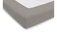 PENSIERI DELICATI Double Fitted Sheet 180 x 200 cm, Plain Double Fitted Sheet +30 Made in 100% Cotton, Made in Italy, Champagne Colour