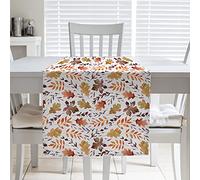 PENSIERI DELICATI, Modern Table Runner 50 x 145, Table Runner 100% Cotton Panama, Centerpiece for Indoor and Outdoor, High Resolution Print, Leaves Pattern, Made in Italy
