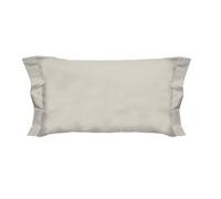 PENSIERI DELICATI Pair of Pillowcases 52 x 82 cm with Two Shuttlecocks Finish in Plain Colour, Made in 100% Cotton, Made in Italy, Cream