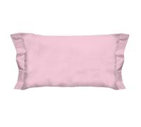 PENSIERI DELICATI Pair of Pillowcases 52 x 82 cm with Two Shuttlecocks Finish in Plain Colour, Made in 100% Cotton, Made in Italy, Pink