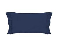 PENSIERI DELICATI Pair of Pillowcases 52 x 82 cm with Two Shuttlecocks Finish in Plain Colour, Made in 100% Cotton, Made in Italy, Blue