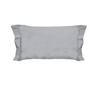 PENSIERI DELICATI Pair of Pillowcases 52 x 82 cm with Two Shuttlecocks Finish in Plain Colour, Made of 100% Cotton, Made in Italy, Grey