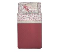 PENSIERI DELICATI Single Bed Set, 100% Cotton, Single Bed Sheet Set, 90 x 200 cm, Including Bottom Sheet, Top Sheet and 1 Pillow Case, Made in Italy, Red Navy Pattern