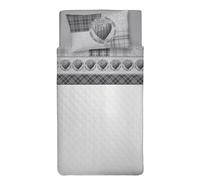 PENSIERI DELICATI Single Bed Sheet Set, 100% Cotton, 90 x 200 cm Single Bed Sheet Set, Includes Bottom Sheet, Top Sheet and 1 Pillowcase, Made in Italy, Grey Lovely Check Pattern