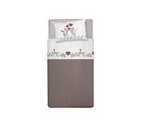 PENSIERI DELICATI Single Bed Sheet Set, 100% Cotton, 90 x 200 cm Single Bed Sheet Set, Includes Bottom Sheet, Top Sheet and 1 Pillowcase, Made in Italy, Beige Kittens Pattern