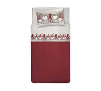 PENSIERI DELICATI Single Bed Sheet Set, 100% Cotton, 90 x 200 cm Single Bed Sheet Set, Includes Bottom Sheet, Top Sheet and 1 Pillowcase, Made in Italy, Red Gnome Pattern